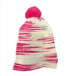 The North Face Winter Pom Pom Hat White pink Streaks